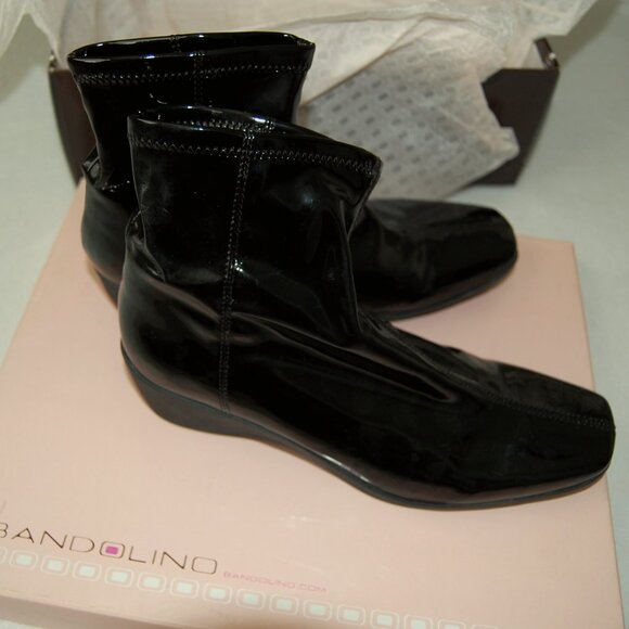 NIB Bandolino Black Patent Leather Boots, Women Size US 7.5 - Picture 3 of 11